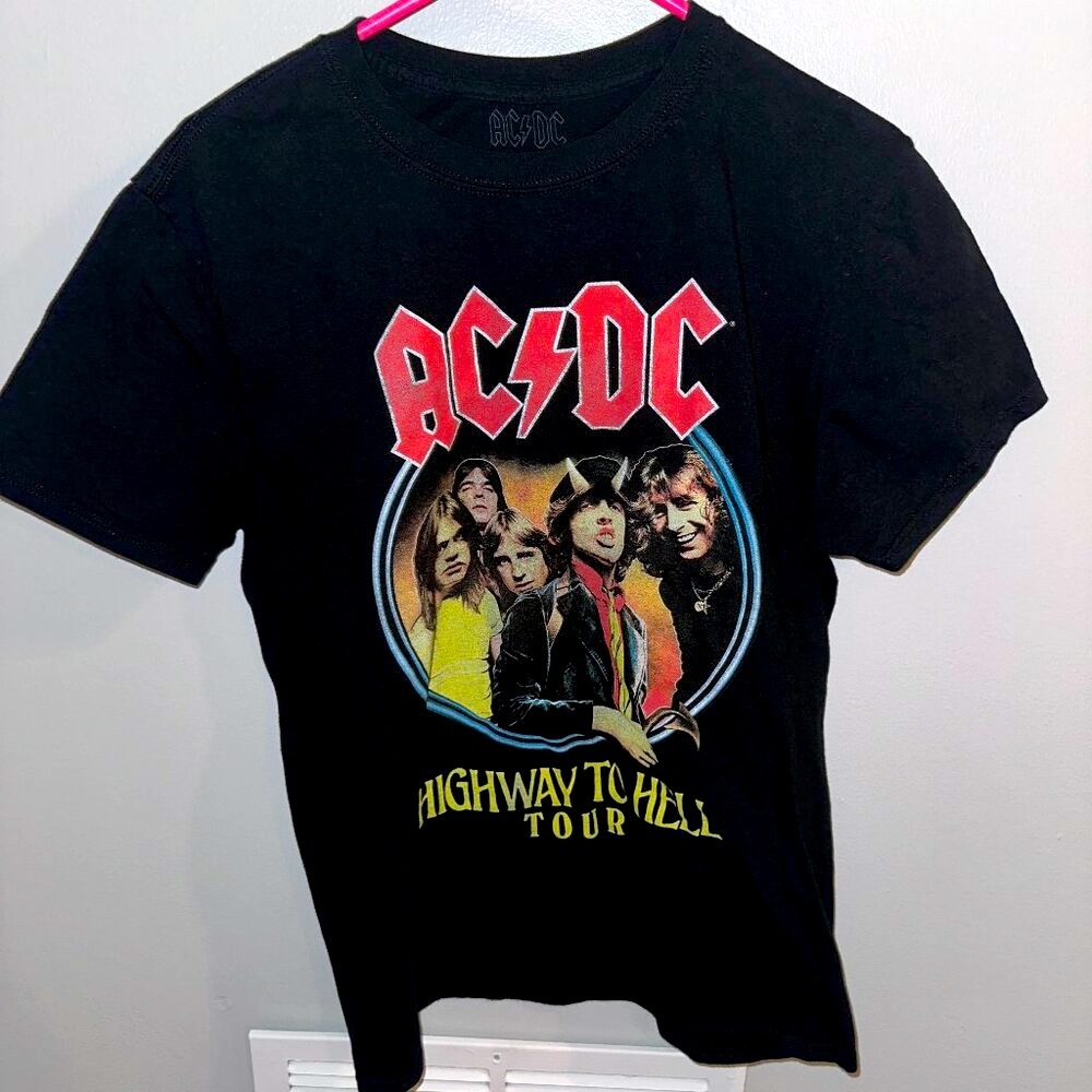 ACDC Highway to Hell Tour Black T Shirt - Vintage - Size Medium